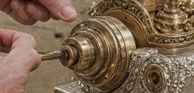 Polished brass hardware and decorative elements